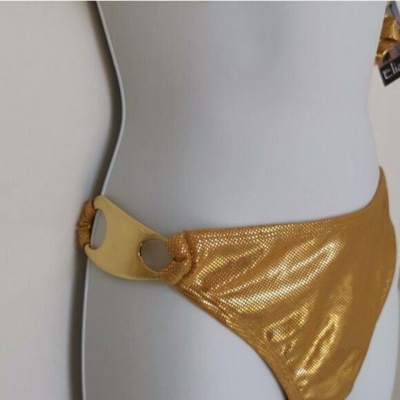 Nwt gold lame bikini two piece bathing suit swimsuit size 14 C cup - Picture 7 of 10